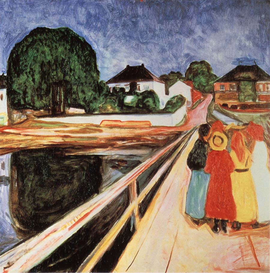 Four girls on a bridge